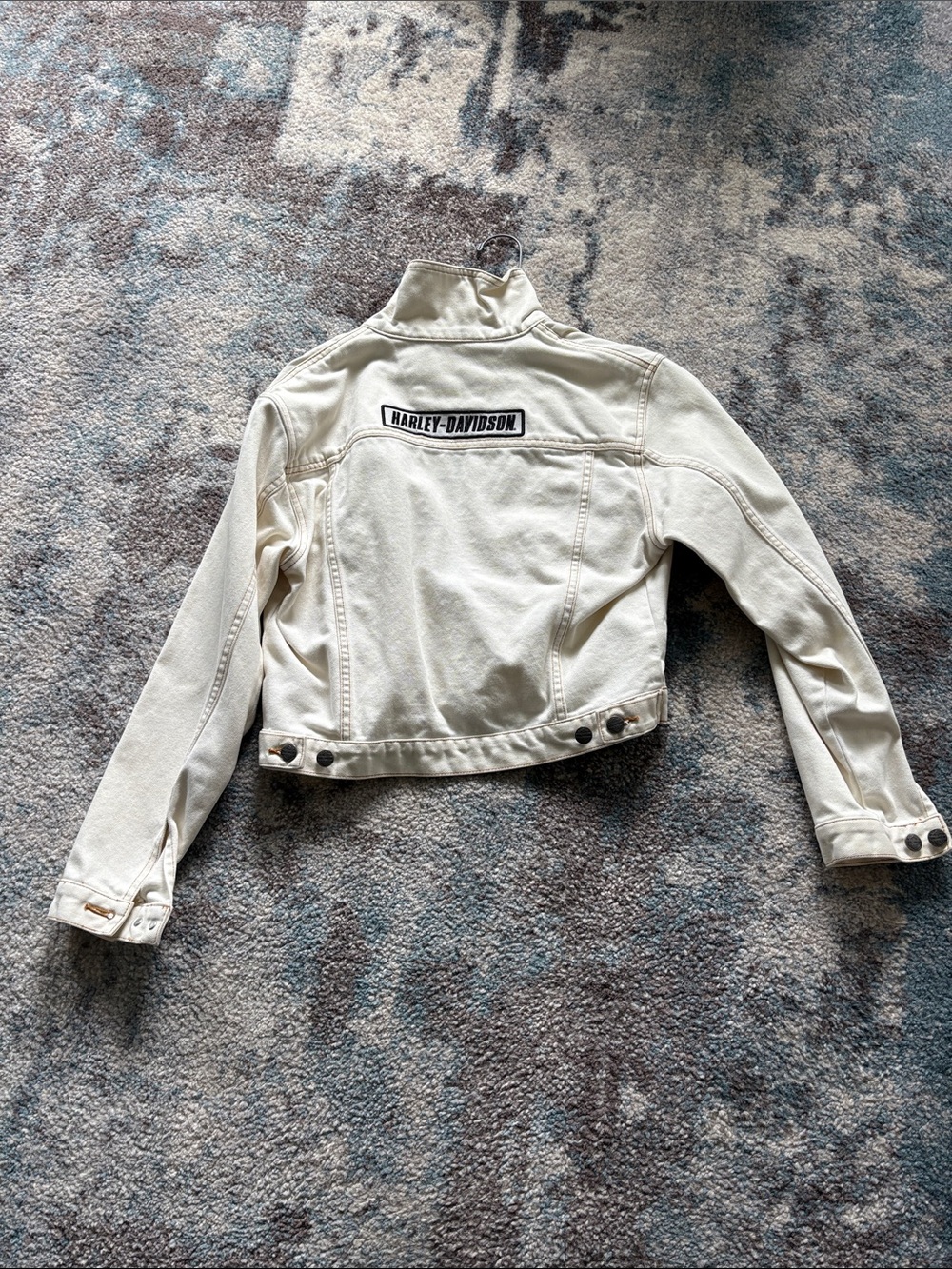 Harley-Davidson Women's Off-White Denim Jacket with Back Logo Patch